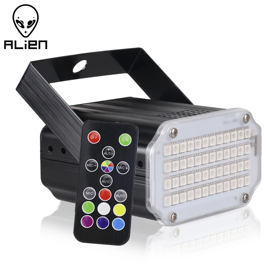 S5478bbd4435c48818cddc3d0afbfec91L.webp Luz estroboscópica ALIEN 48 RGB UV LED con control remoto y sonido - Imagen 1